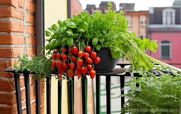 작은 공간의 가드닝 아이디어 - **Prompt 1: Lush Vertical Balcony Garden Oasis**
    "A vibrant and lush urban balcony transformed i...