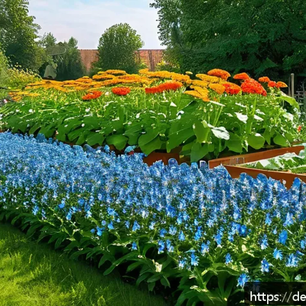 가정에서 사용 가능한 식물 보호제 만들기 - A vibrant garden scene in a typical German backyard during spring, featuring raised beds with health...