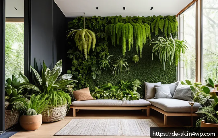 실내 식물의 장식 효과 극대화하기 - A bright and modern winter garden interior in a German home, featuring a vibrant arrangement of sun-...